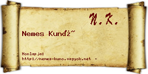 Nemes Kunó névjegykártya